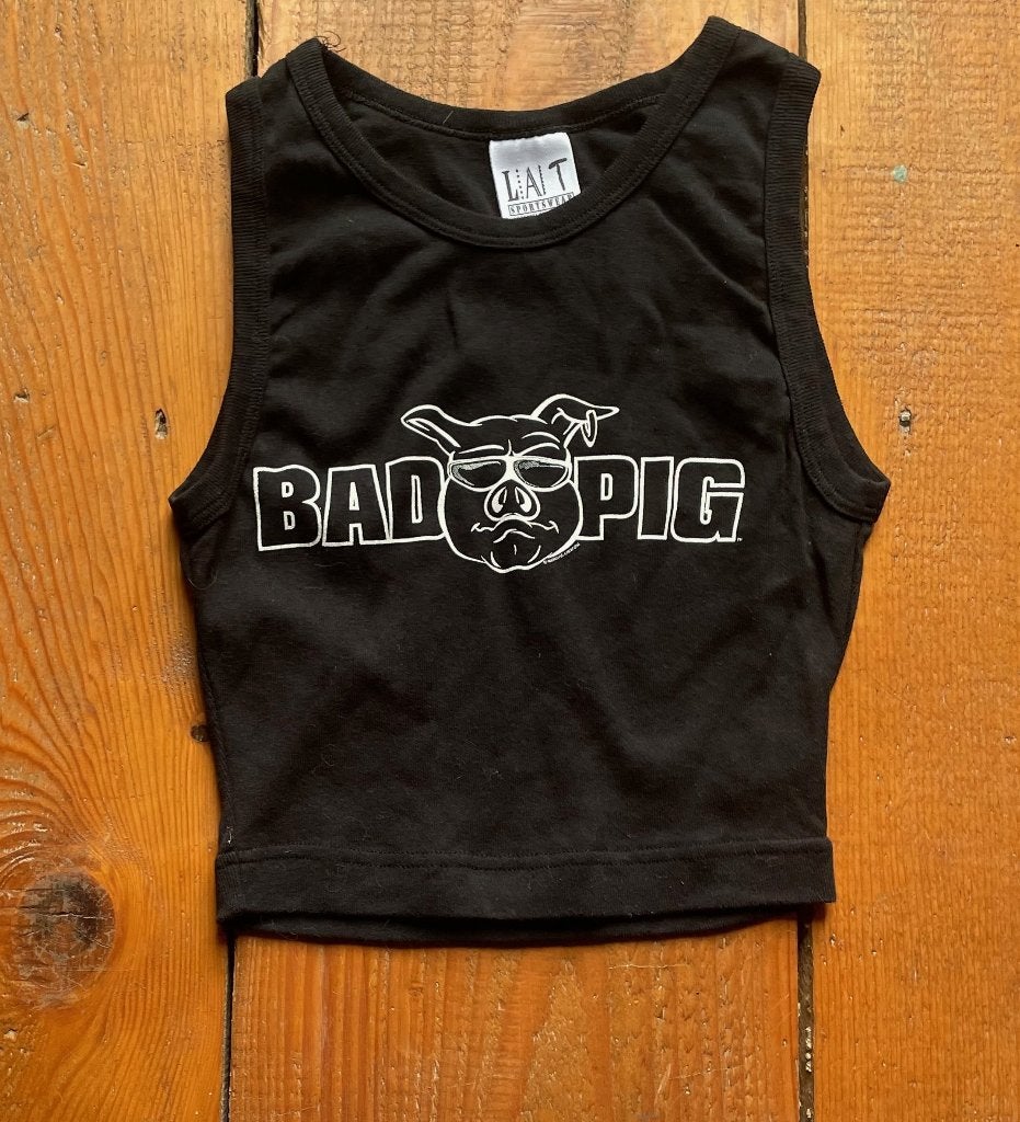 Vintage Bad Pig Crop Top – Zwart – LAT Sportswear – S A-304, Verzenden, Zwart, Onbekend, Onbekend