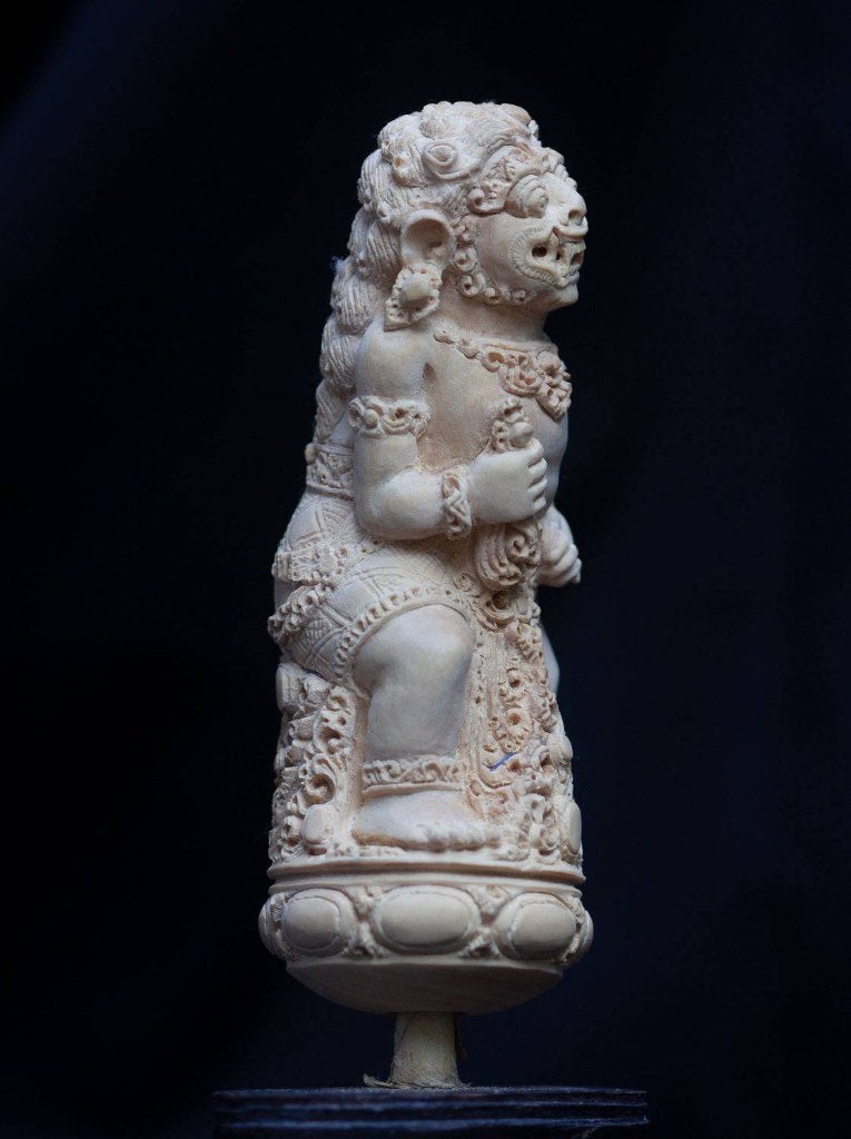 kris keris greep Bhairava (Siwa) Bali/Lombok, Houtsnijwerk, Handgemaakt, Hout, Beige