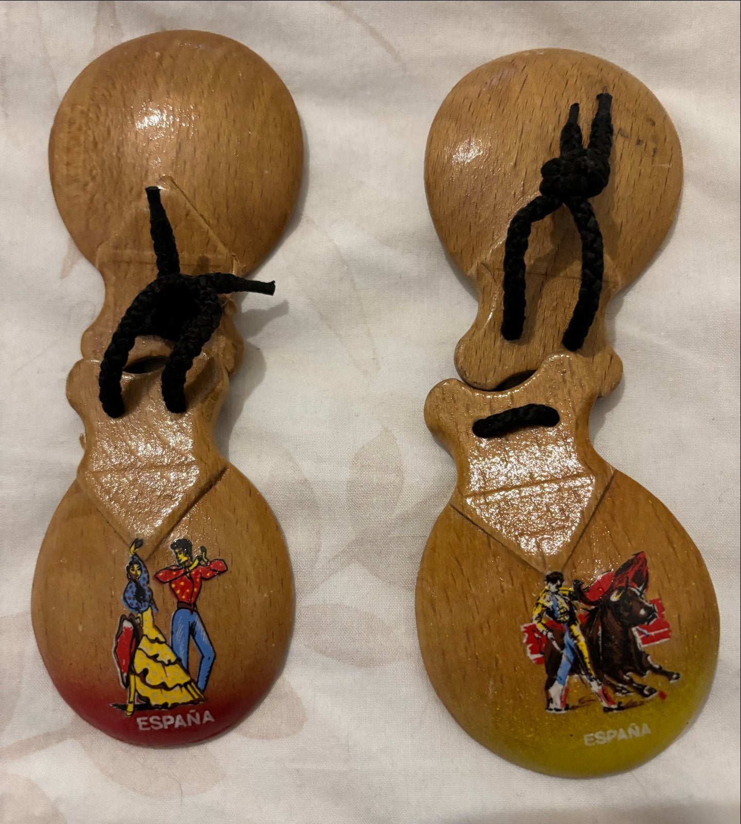 Houten Spaanse Castagnetten - Souvenir España, Ophalen of Verzenden, Gebruikt