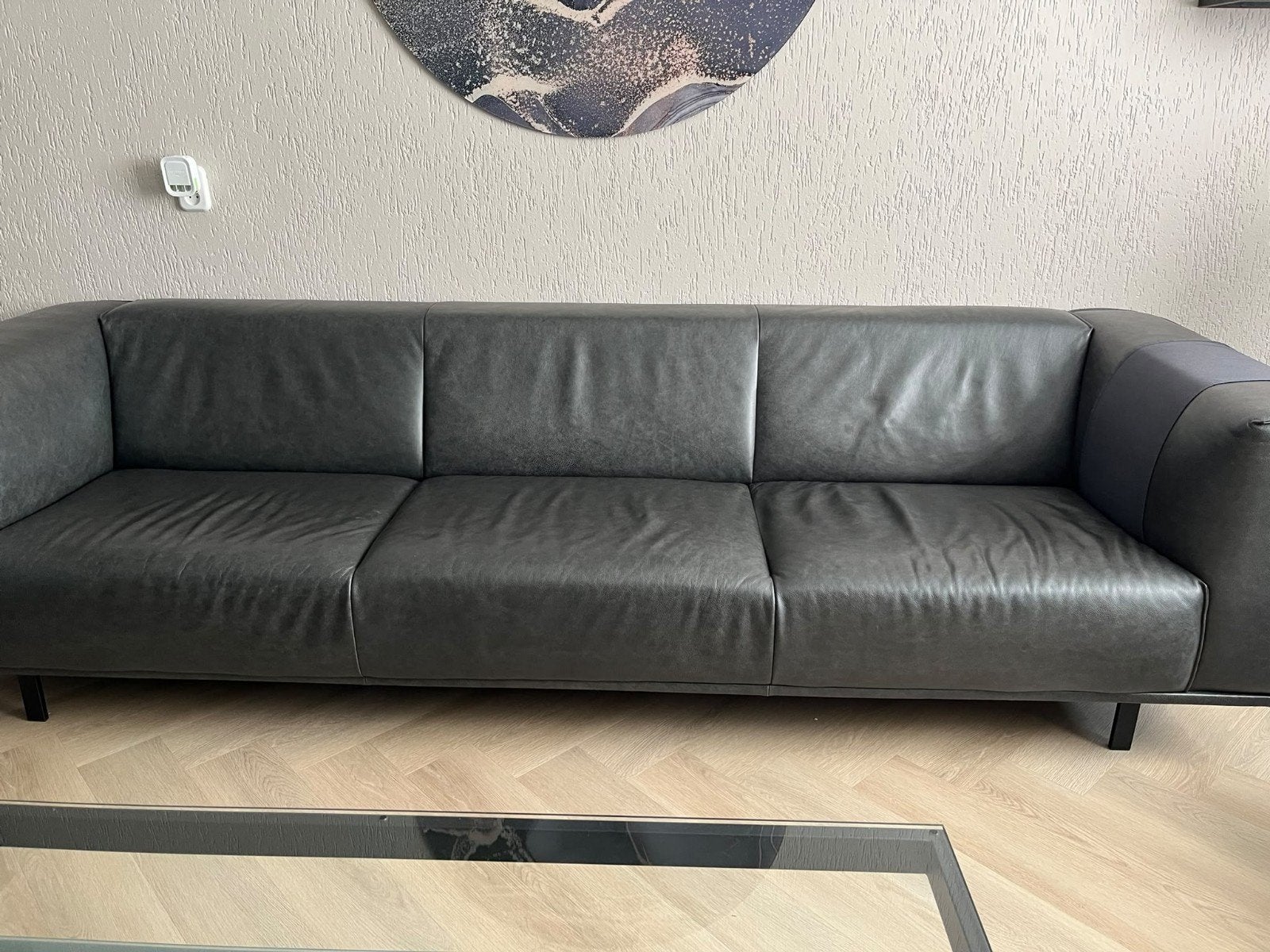 echt lederen mooie bank, Ophalen, Driepersoons, Zo goed als nieuw, 200 tot 250 cm