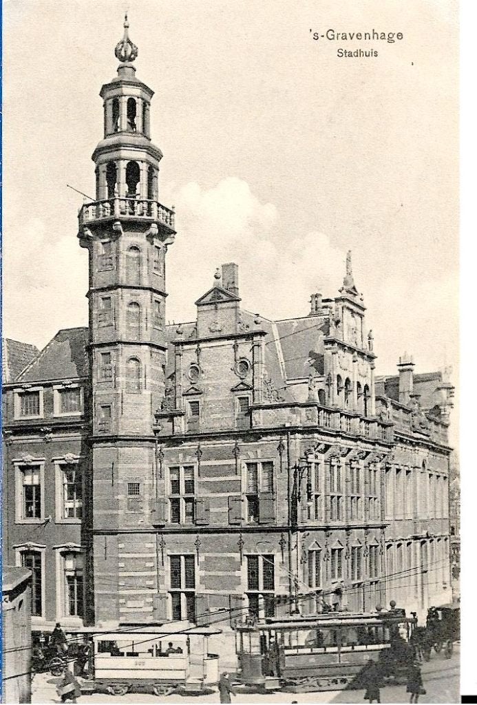 s Gravenhage stadhuis met tram, Verzenden, 1920 tot 1940, Ongelopen, Voertuig