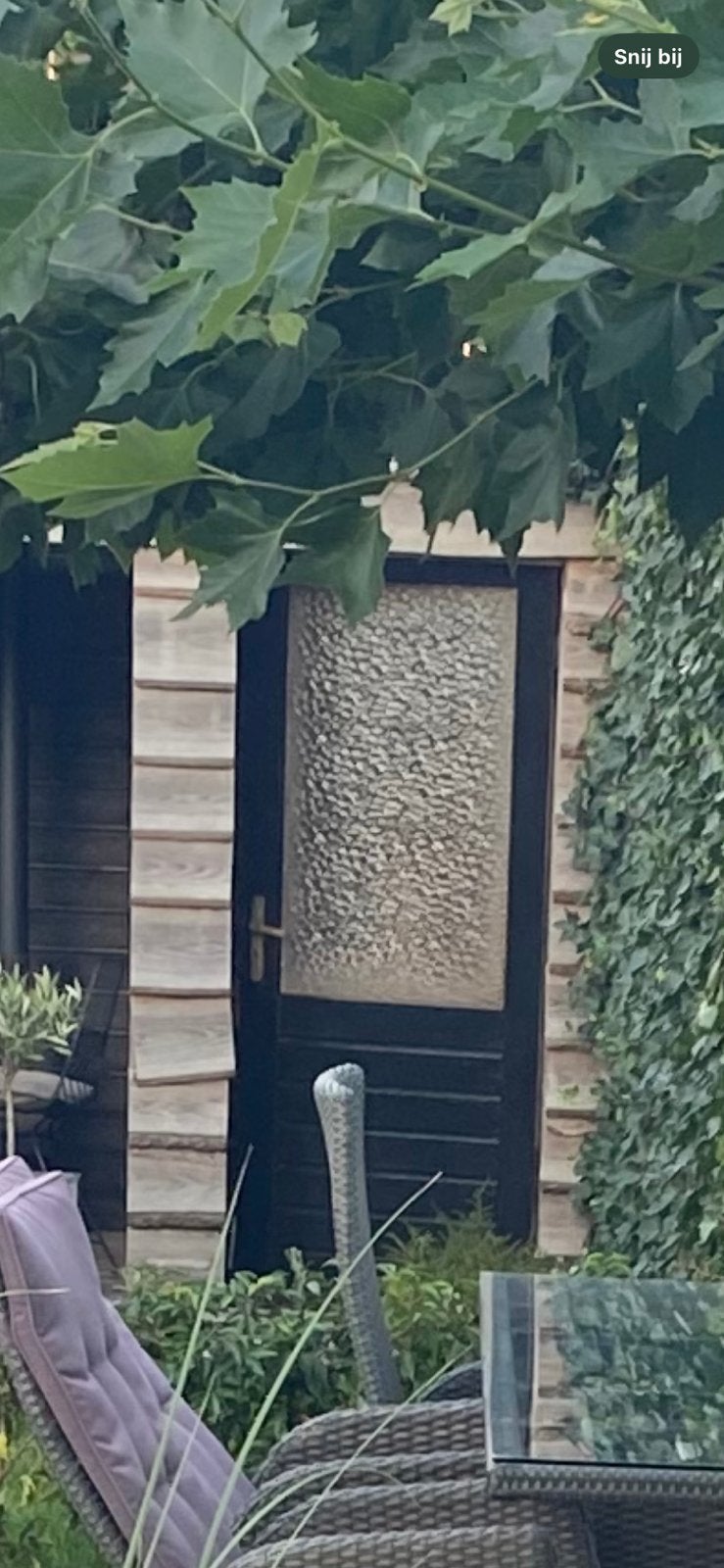Buitendeur hardhout met glas gratis ophalen 192x82, Tuin en Terras, Tuinhuizen, Gebruikt, Schuur, 1 raam, Ophalen