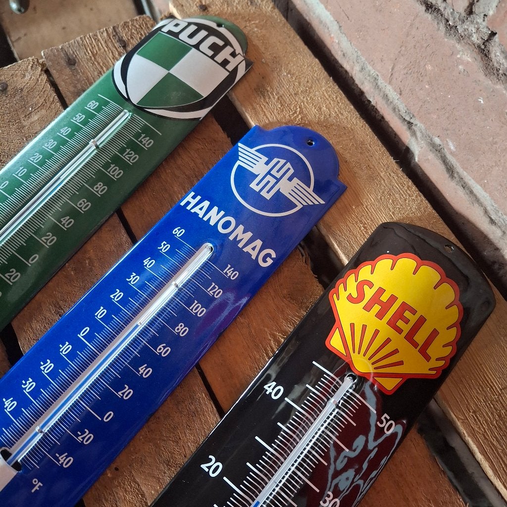 Puch thermometer groen - Authentiek echt emaille, Ophalen of Verzenden
