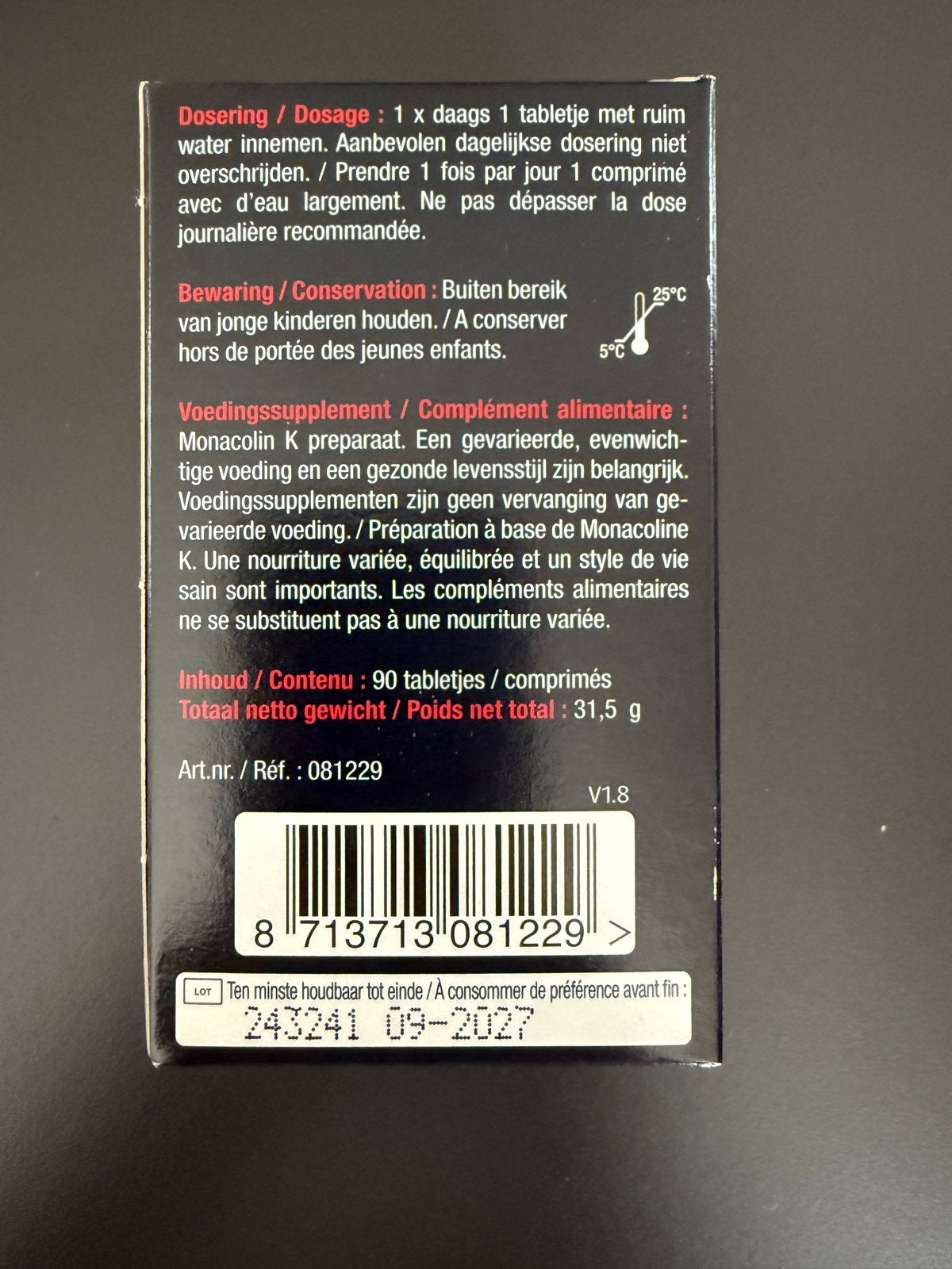 Lucovitaal Rode Gist Rijst Monacolin K - 90 tabletten, Ophalen, Nieuw, Poeder of Drank