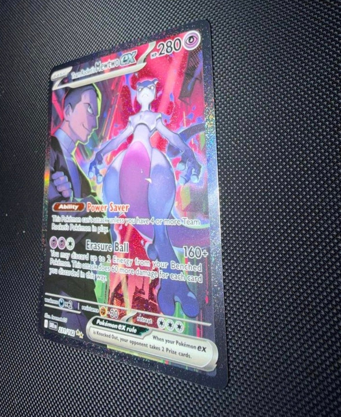 Team rockets Mewtwo Pokemon Kaart       -mint, Ophalen of Verzenden, Nieuw, Losse kaart, Foil