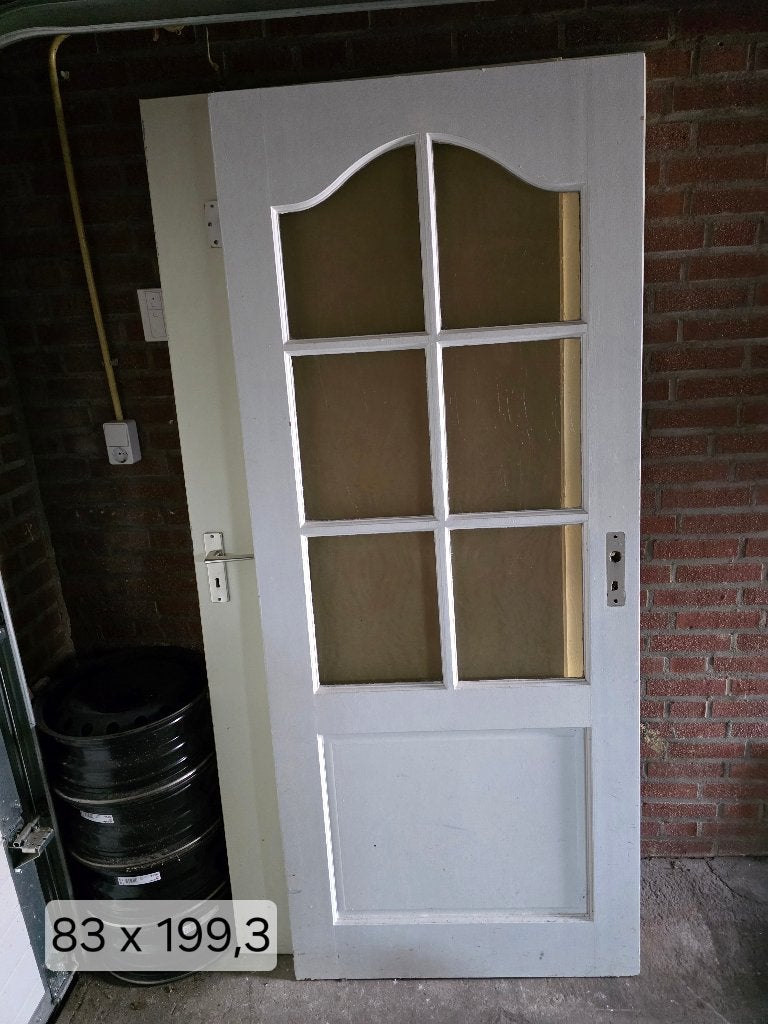 Zware binnendeur met glas 83x199, Ophalen, Gebruikt, 80 tot 100 cm, Binnendeur