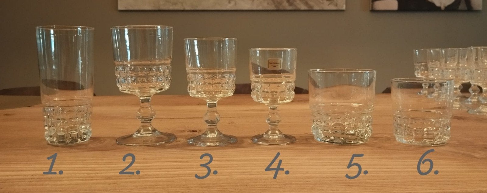 Diverse vintage Luminarc glazen (model Quadrille) 100-delig!, Ophalen of Verzenden, 1960 tot 1980, Zo goed als nieuw, Overige onderwerpen
