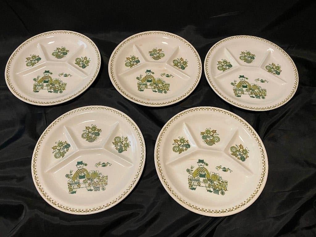 Retro Set van 5 Salade BBQ borden Figgjo Flint - Turi Design, Huis en Inrichting, Gebruikt, Ophalen of Verzenden, Bord(en), Overige stijlen