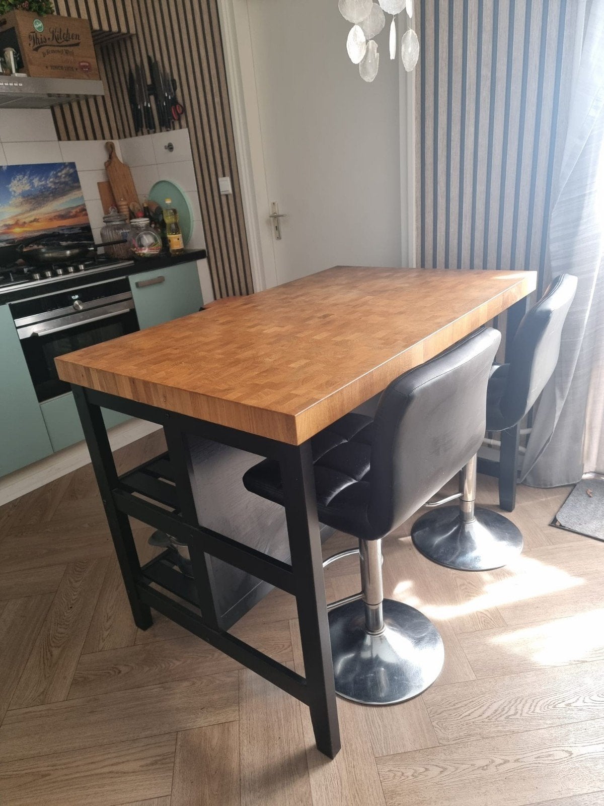 Keukentrolley / Kookeiland met massief houten blad, Ophalen, Gebruikt, Hout, Keukentrolley