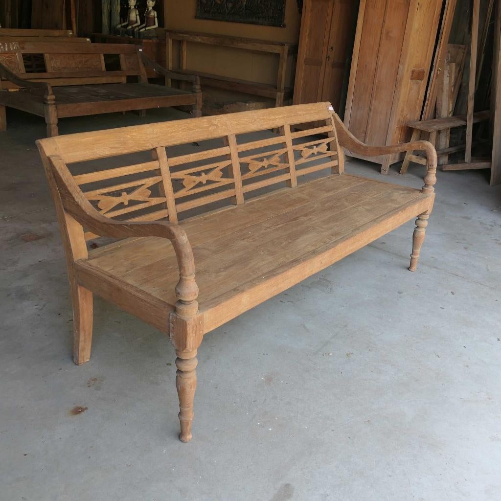 Tuinbank RQ22 teakbank stationsbank landelijk teak hout Bali, Ophalen of Verzenden