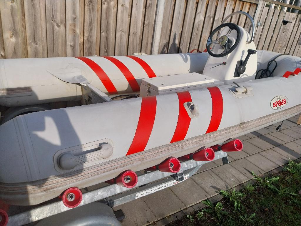 rubberboot 3.30 mtr met console (eventueel ruilen), Watersport en Boten, Rubberboten, Gebruikt, Overige merken, Polyester/glasvezel
