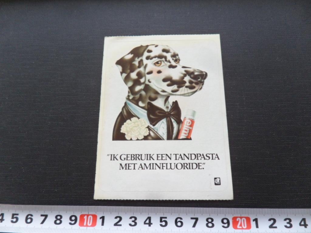 sticker ELMEX  Ik gebruik een tandpasta met aminfluoride, Verzamelen, Ophalen, Zo goed als nieuw