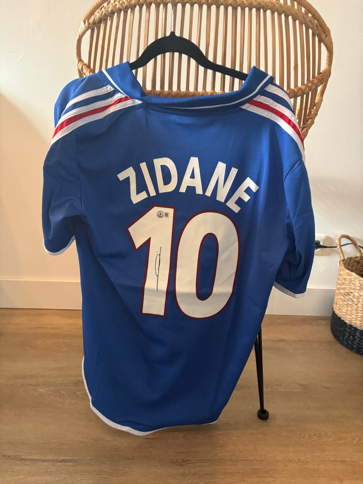 Gesigneerd Zidane Frankrijk Thuisshirt - Beckett COA, Maat L, Ophalen of Verzenden, Zo goed als nieuw, Shirt
