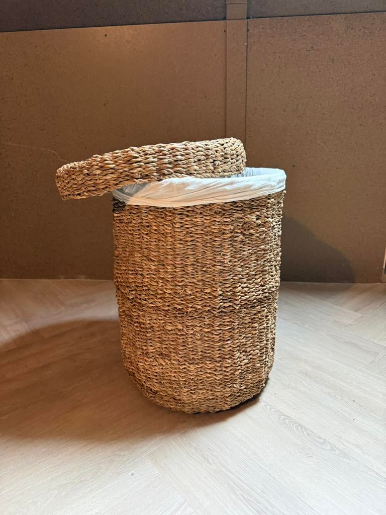 Wasmand rond zeegras, Ophalen of Verzenden, Zo goed als nieuw, Beige, Overige typen