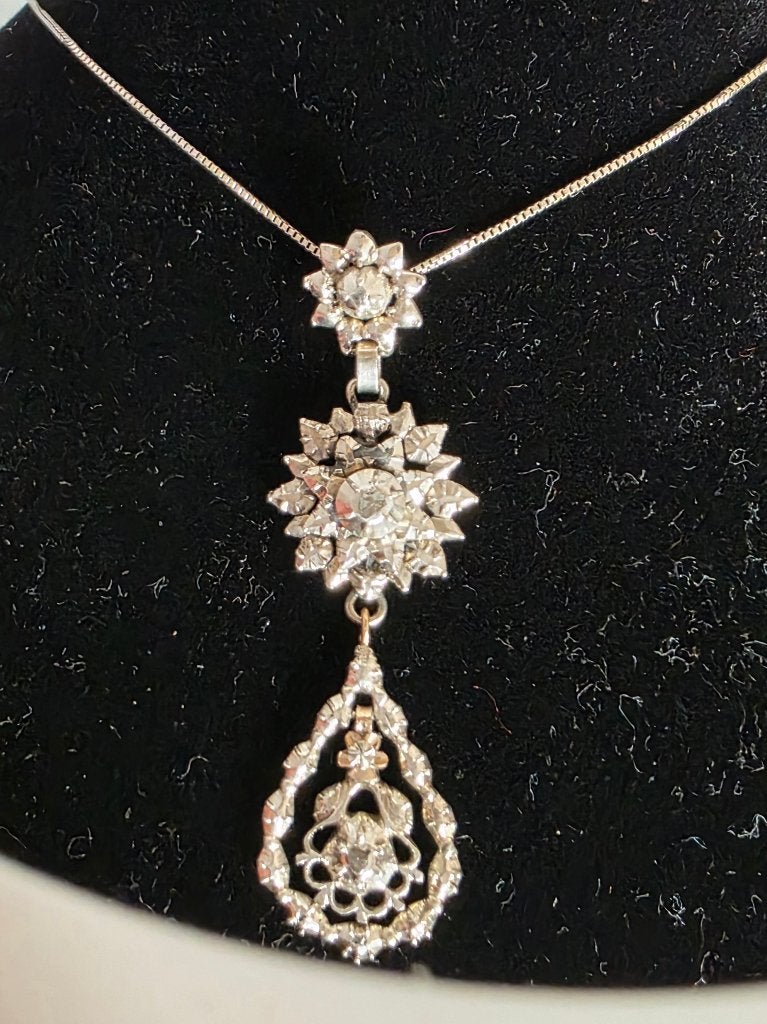Antieke goud/zilver hanger met diamanten ca 1818-1860, Ophalen of Verzenden, Goud, Hanger