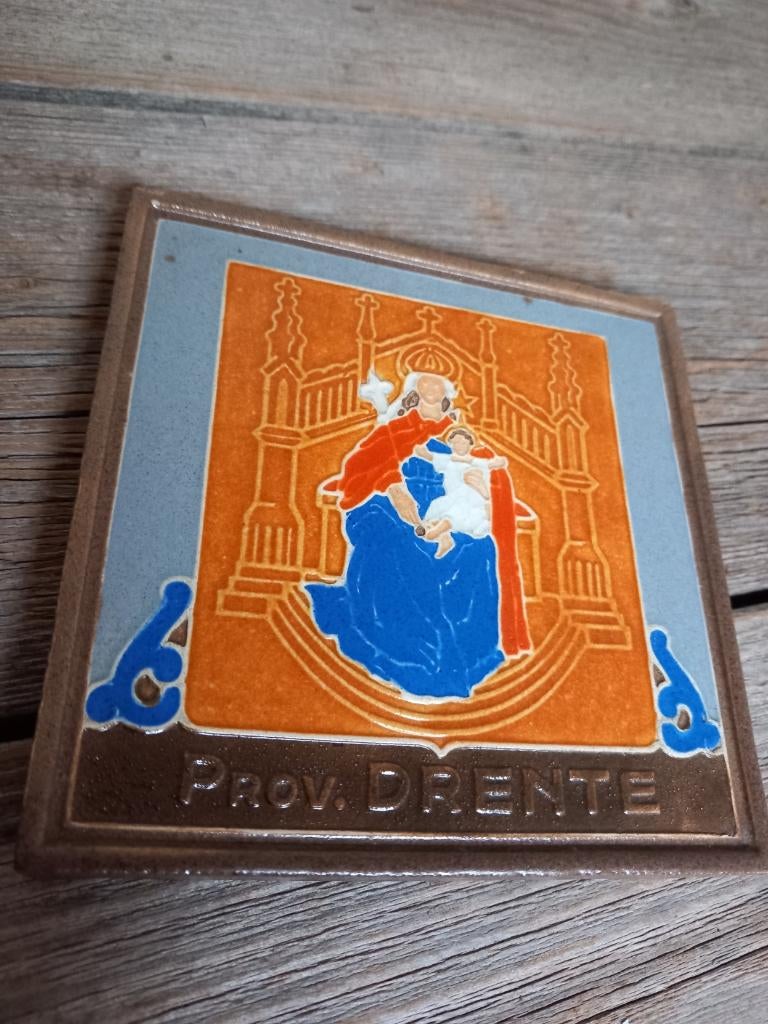 Cloisonnétegel, 1930-1950, Provincie Drenthe., Antiek en Kunst, Antiek | Wandborden en Tegels, Ophalen of Verzenden