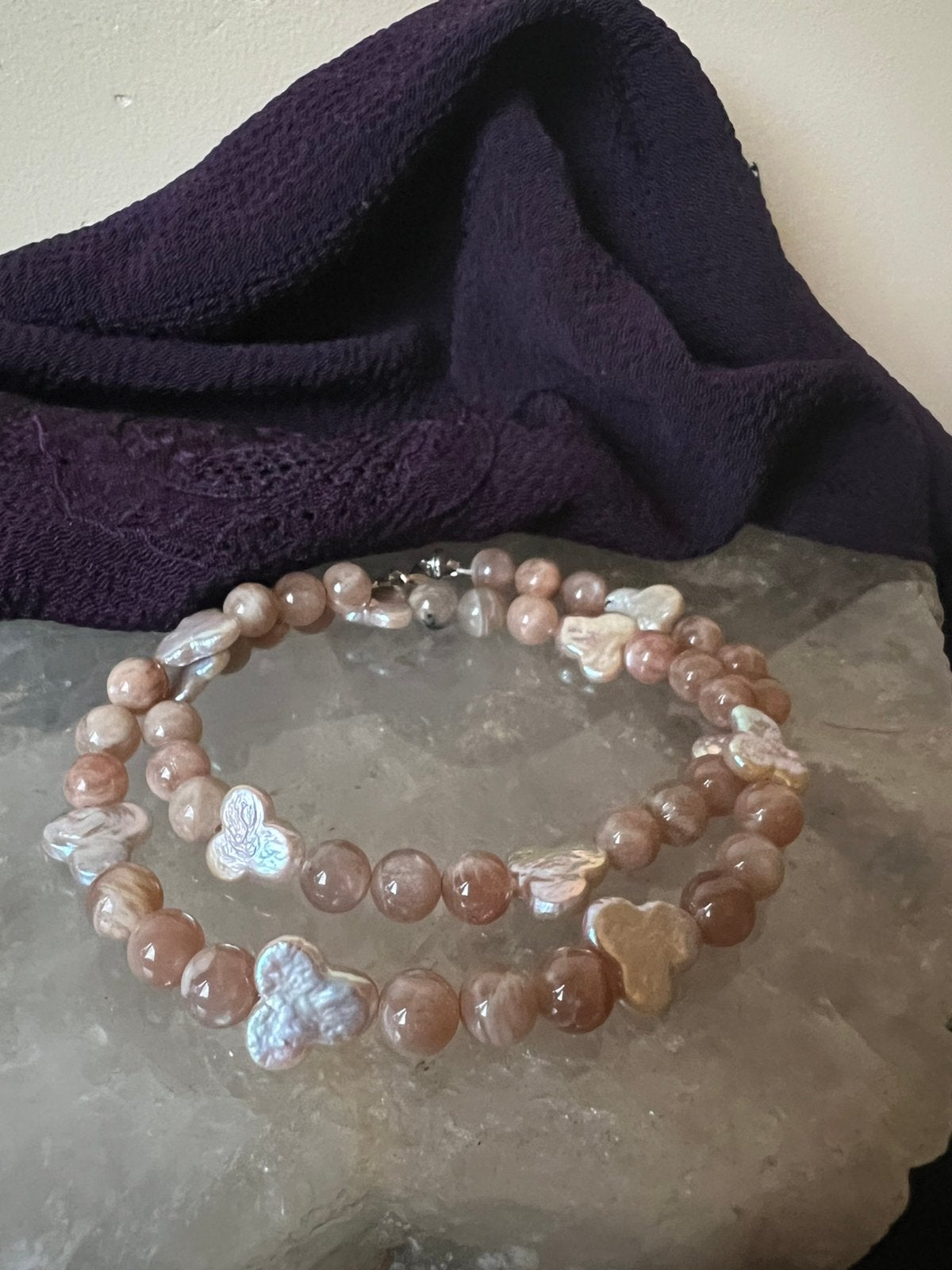 Maansteen roze parel beschermt harmonie magie liefde uniek, Sieraden, Tassen en Uiterlijk, Kettingen, Nieuw, Verstelbaar, Ophalen of Verzenden