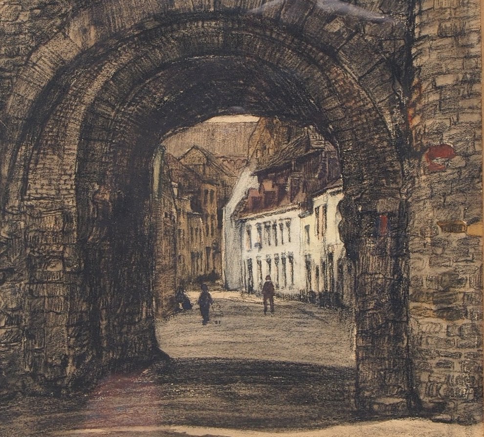 B.A. (Berend) Bongers (1866-1949) - Hellepoort Maastricht, Ophalen, Origineel werk, Klassiek, Pastel