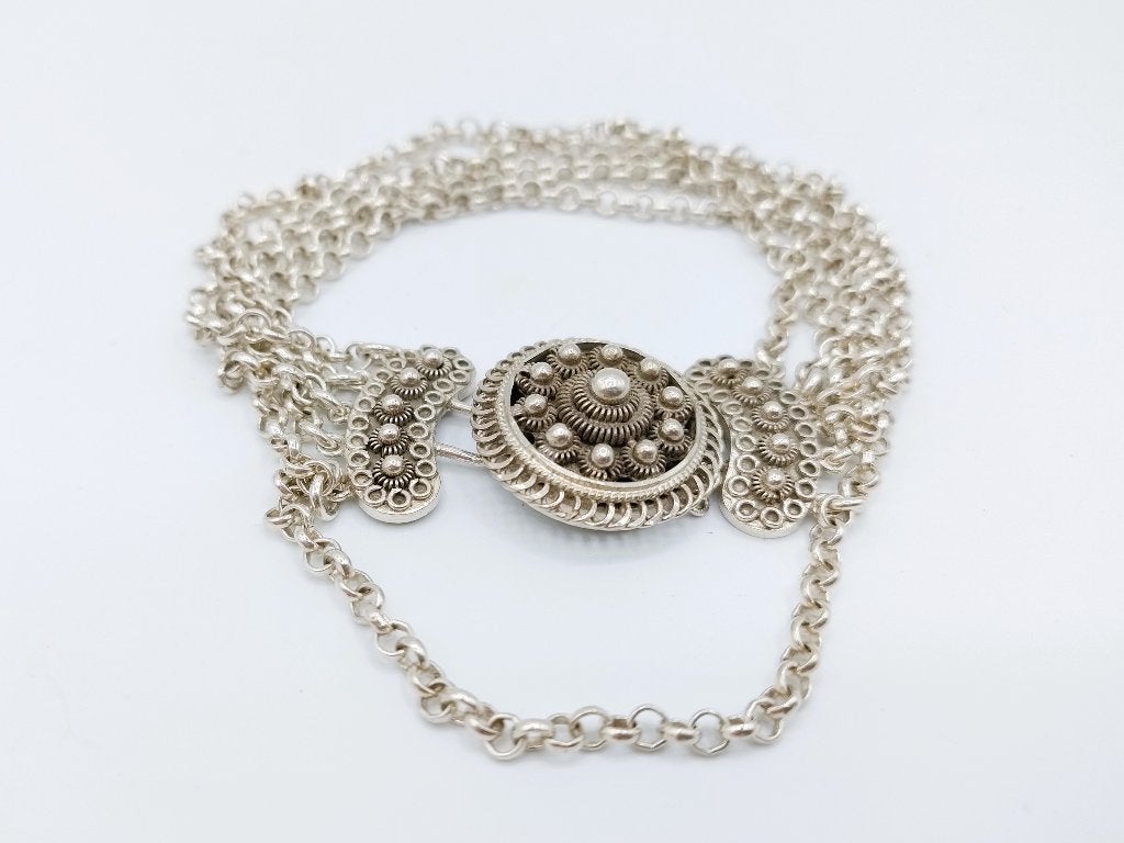Zilveren armband, jasseron schakel, Zeeuwse knop, 21 cm