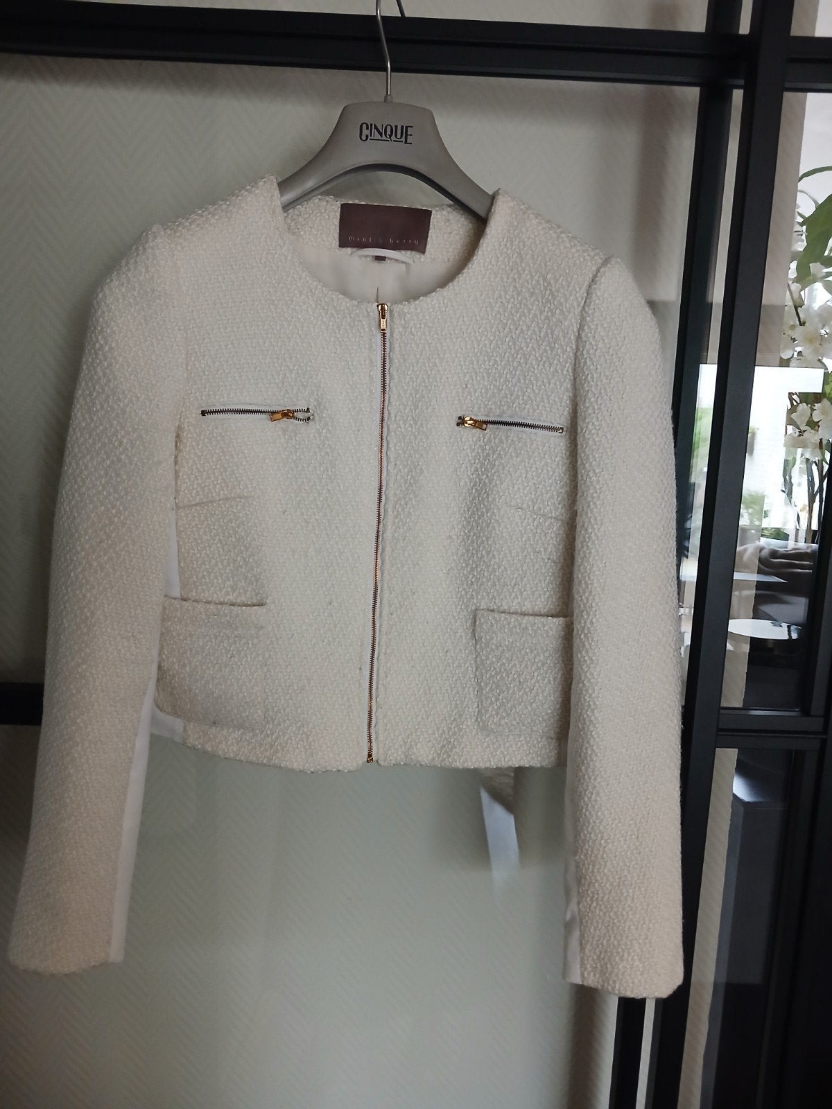 Mint & Berry korte wolwollen blazer maat 42, Wit, Maat 42/44 (L), Ophalen of Verzenden, Zo goed als nieuw
