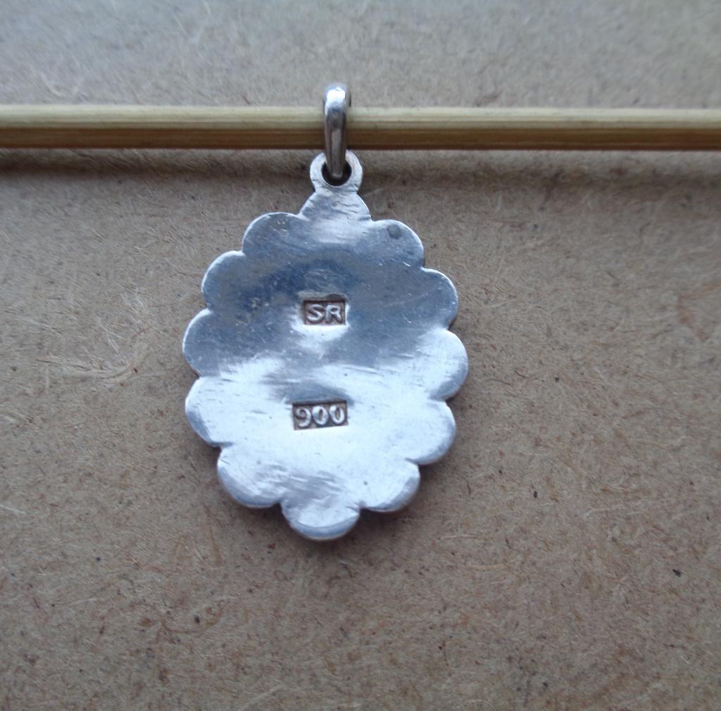 zilveren Niello hanger met twee pauwen [388], Verzenden, Zo goed als nieuw, Zilver, Zilver