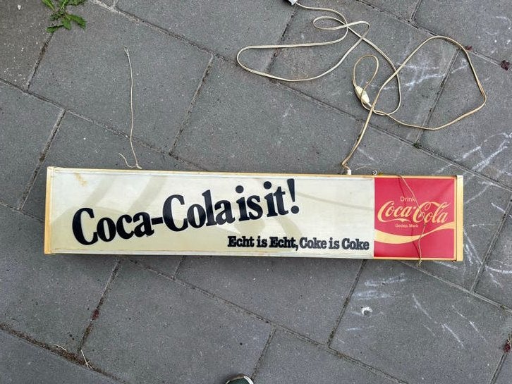 Vintage Coca-Cola Lichtreclame lichtbak - 'Coca-Cola is it!', Ophalen, Gebruikt, Lichtbak of (neon) lamp