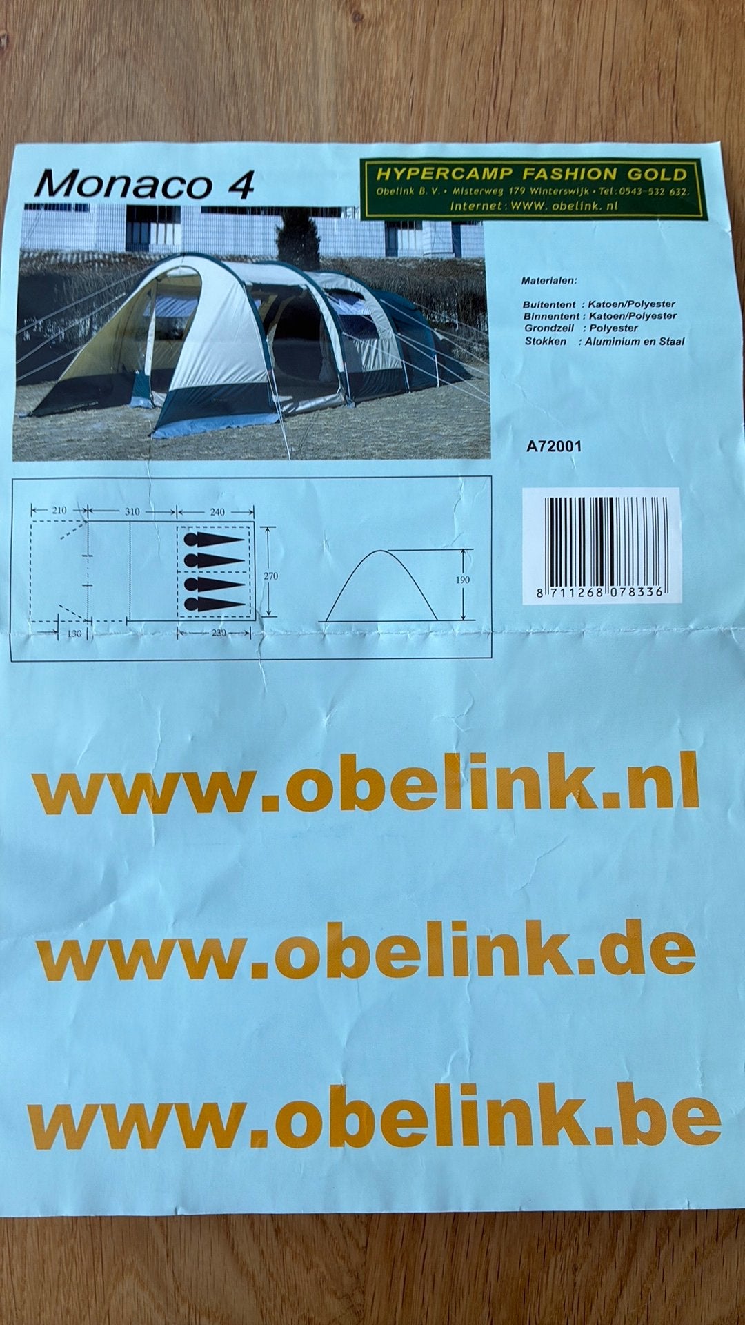 4 persoons tunneltent met losse luifel, Caravans en Kamperen, Tenten, Ophalen, Tot en met 4