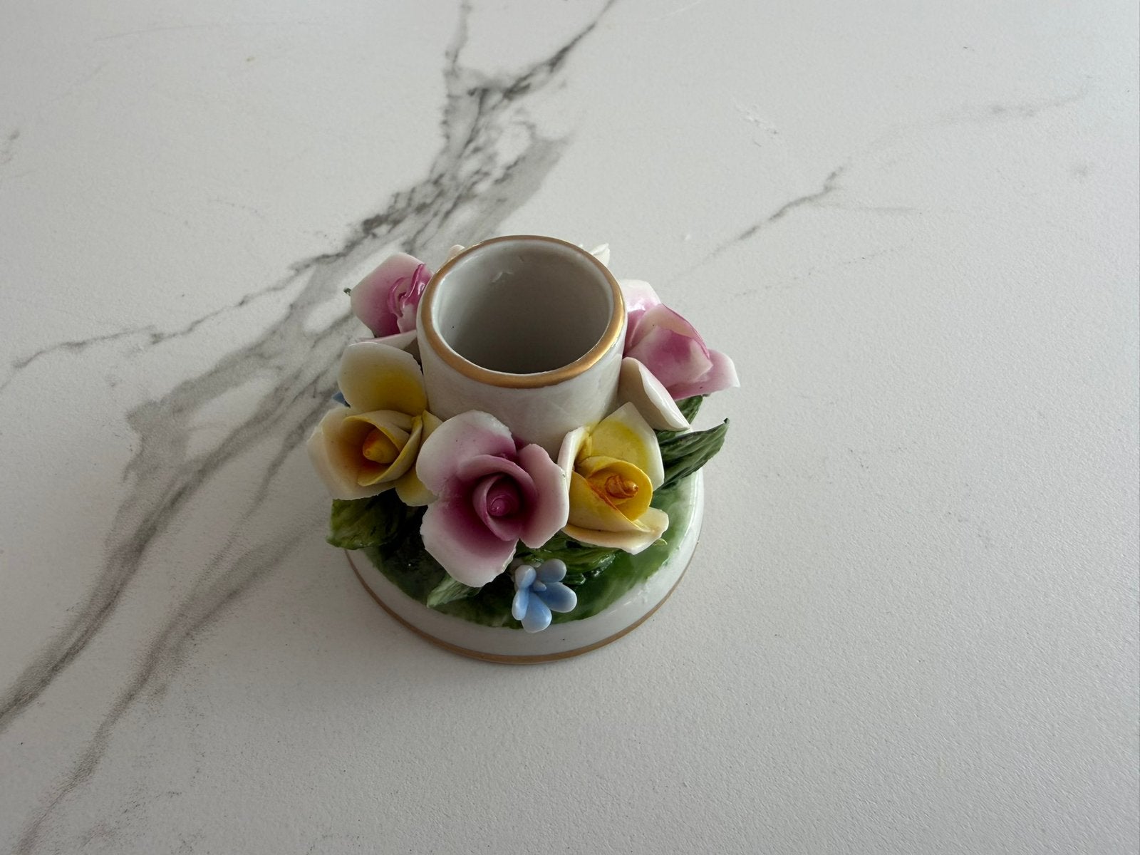 VINTAGE Capodimonte porseleinen kandelaar, Ophalen of Verzenden, Zo goed als nieuw, Kandelaar