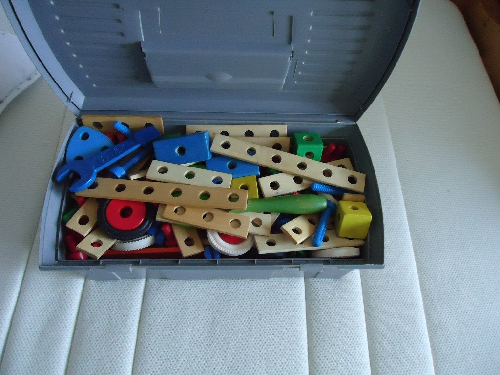 Houten bouw set in koffer, Ophalen of Verzenden, Gebruikt