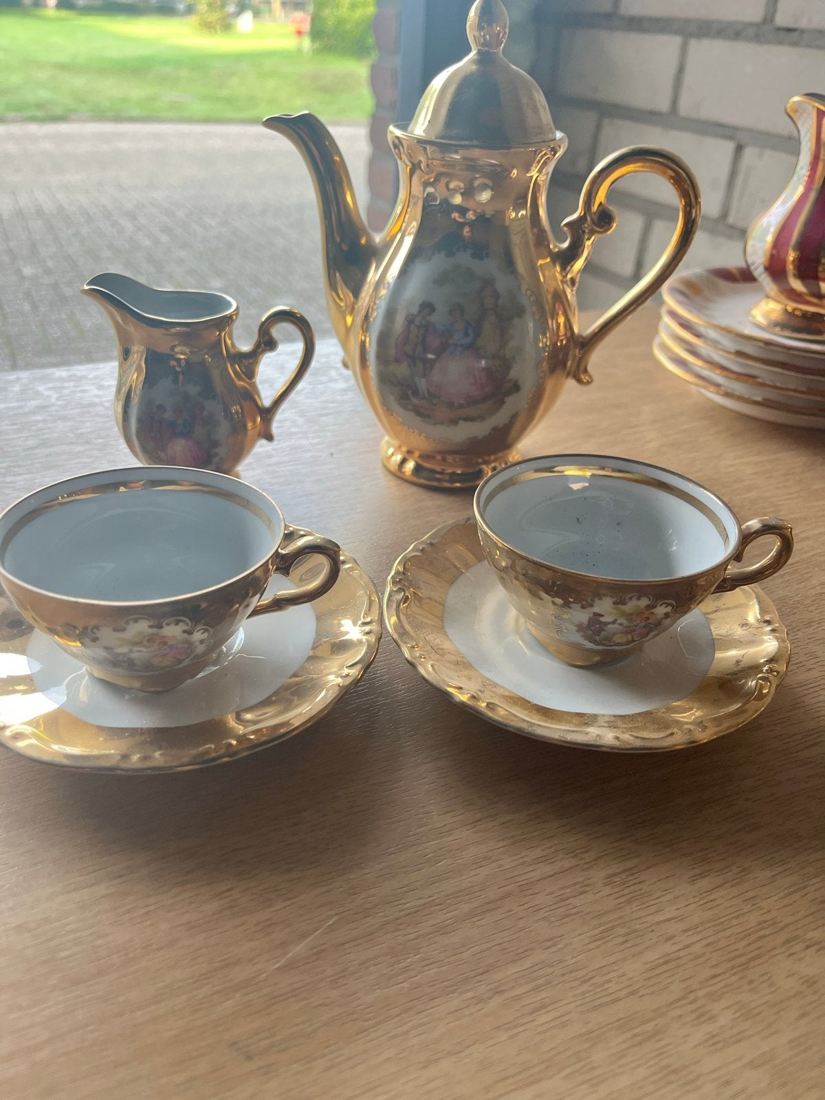 Vintage Bavaria porseleinen theeservies - Goudkleurig, Antiek en Kunst, Ophalen of Verzenden