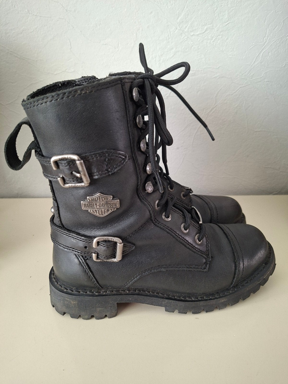 Harley-Davidson leren biker boots - Maat 37, Harley-Davidson, Ophalen of Verzenden, Zwart