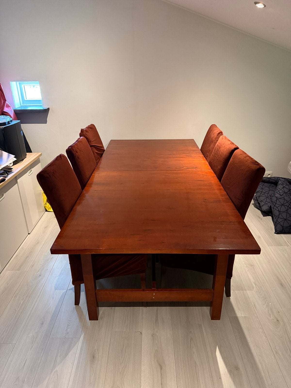 IKEA eettafel set met 6 stoelen - uitschuifbaar, Huis en Inrichting, Ophalen, Gebruikt, 200 cm of meer, 50 tot 100 cm