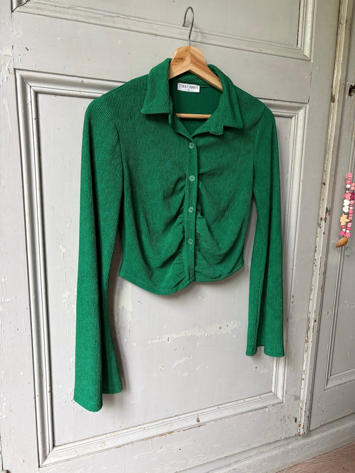 Groene geribbelde crop top Eight Paris maat M, Kleding | Dames, Ophalen of Verzenden, Zo goed als nieuw, Maat 38/40 (M), Groen