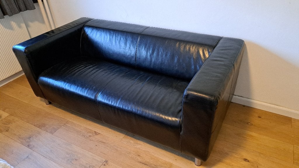 leren bank zwart, Huis en Inrichting, Ophalen, Gebruikt, 150 tot 200 cm, Tweepersoons