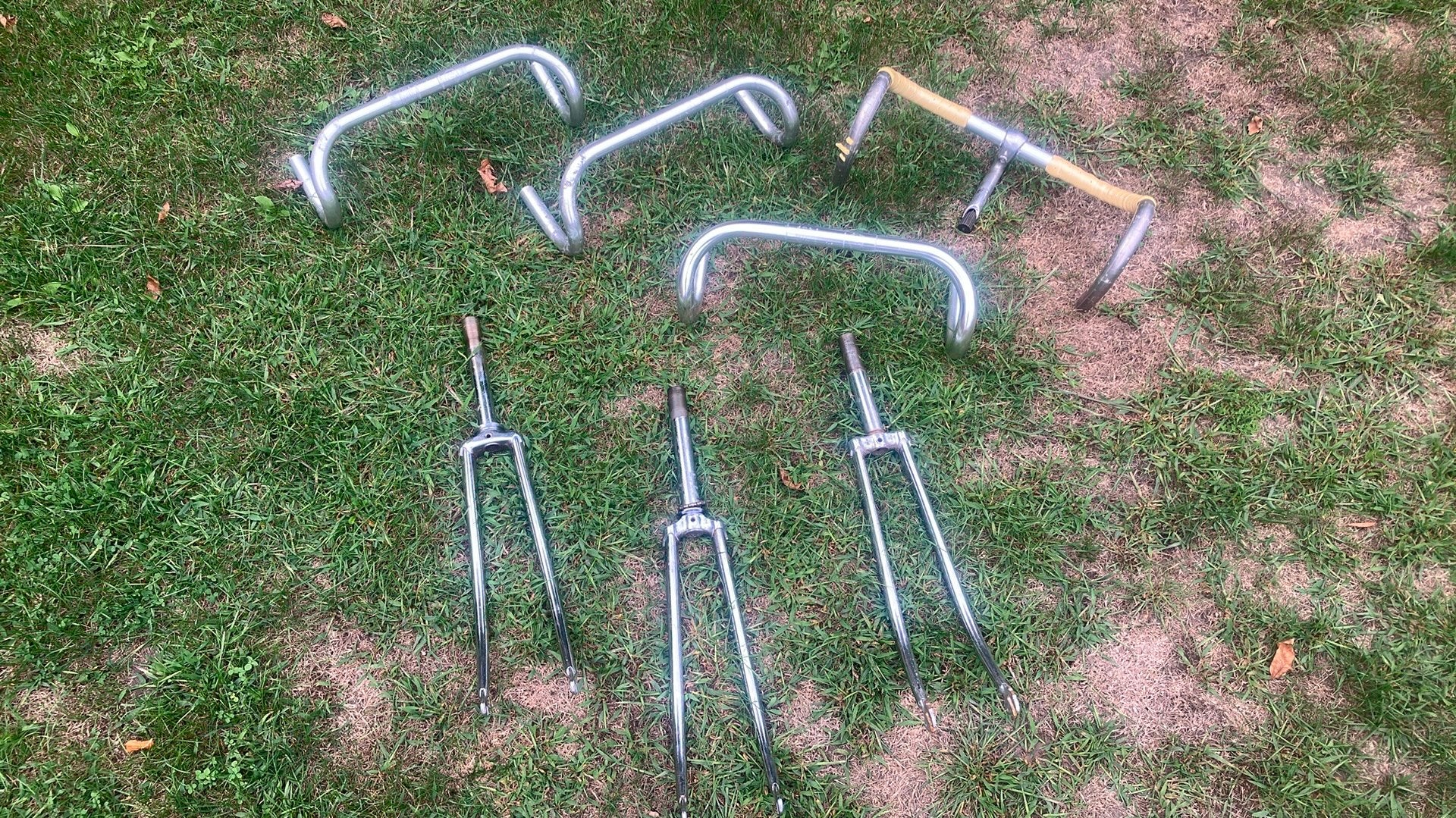 4x koersstuur, 3x chroom voorvork, EDDY MERCKX / TdF 3ttt, Fietsen en Brommers, Brommeronderdelen | Puch, Ophalen of Verzenden