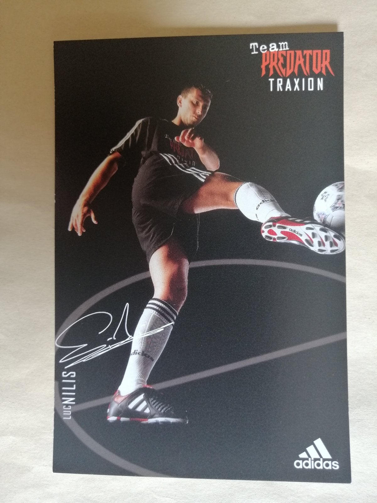 Fotokaart Luc Nilis (PSV) reclame Adidas., Ophalen of Verzenden, Nieuw, PSV, Spelerskaart