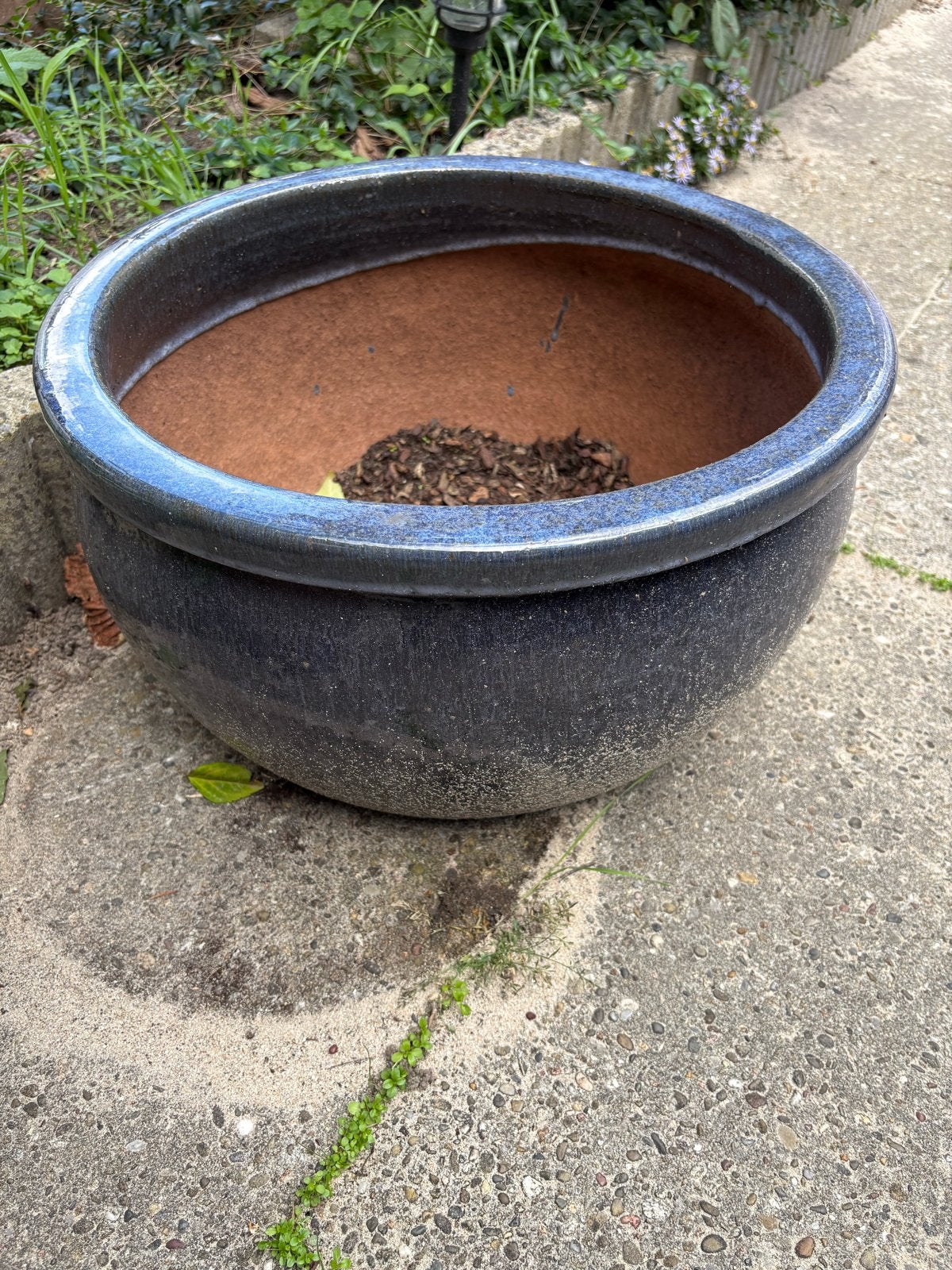 Grote blauwe bloempot - Zo goed als nieuw, Tuin en Terras, Ophalen, 40 cm of meer, Rond, Binnen