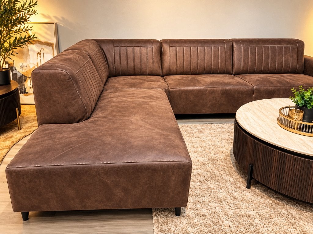 Hoekbank met open eiland SHOWROOMMODEL, Hout, 250 tot 300 cm, Hoekbank, Nieuw