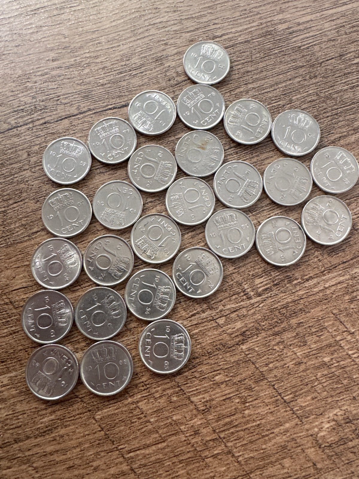 Set van 25 Nederlandse 10 cent munten (dubbeltjes), Ophalen of Verzenden, Koningin Juliana, 10 cent, Setje