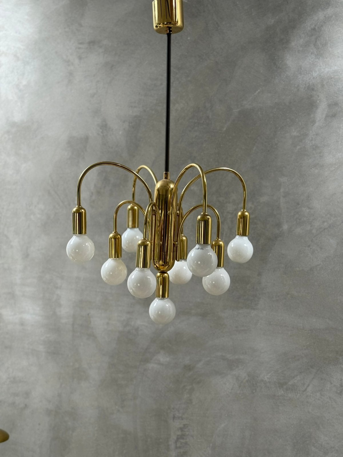 Mid Century hanglamp - Sölken Leuchten -Messing kroonluchter, Ophalen, Gebruikt, Q, Q