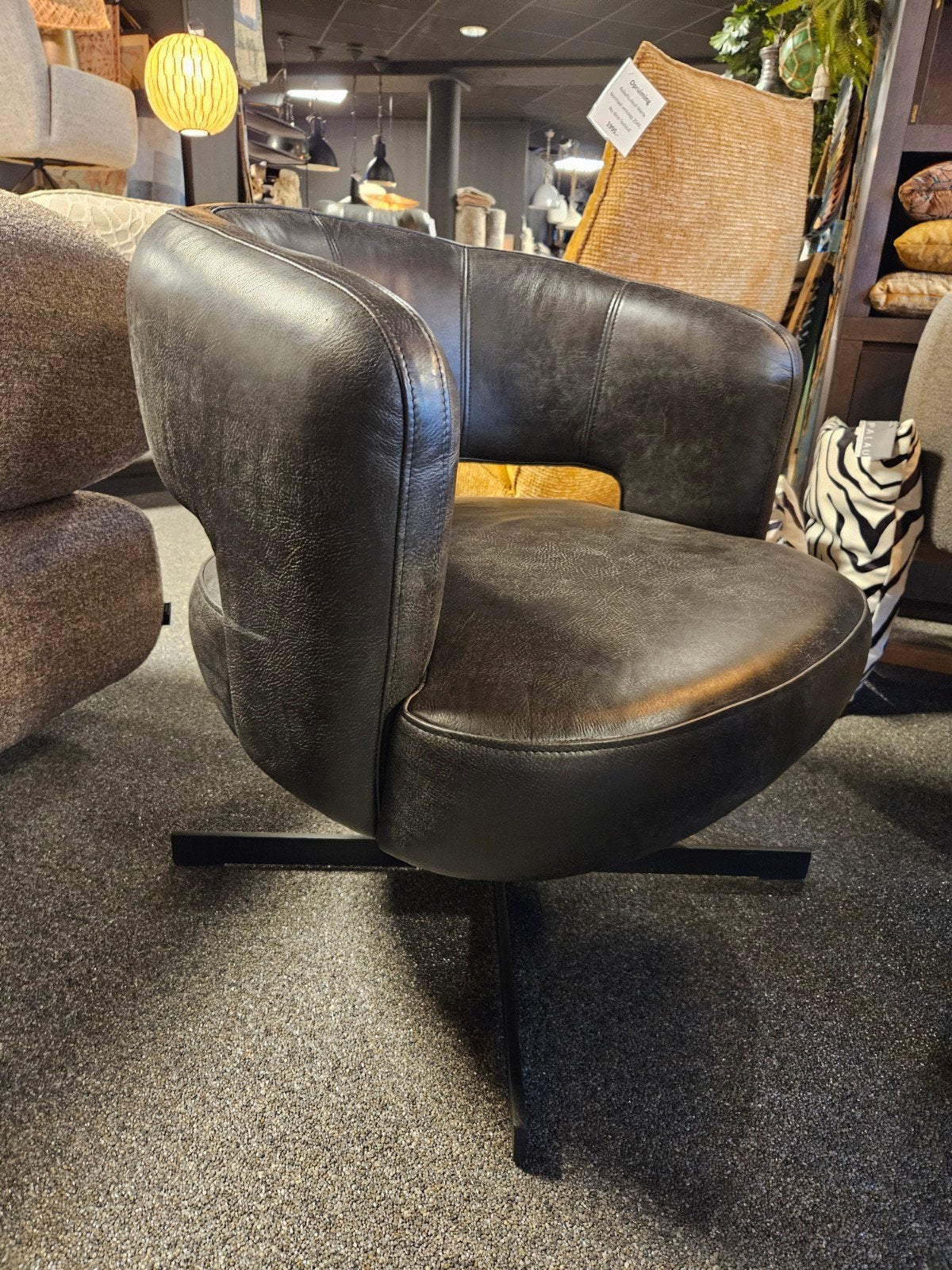 draaifauteuil LENNOX het-anker africa leder, Nieuw, Ophalen of Verzenden, 50 tot 75 cm, Leer