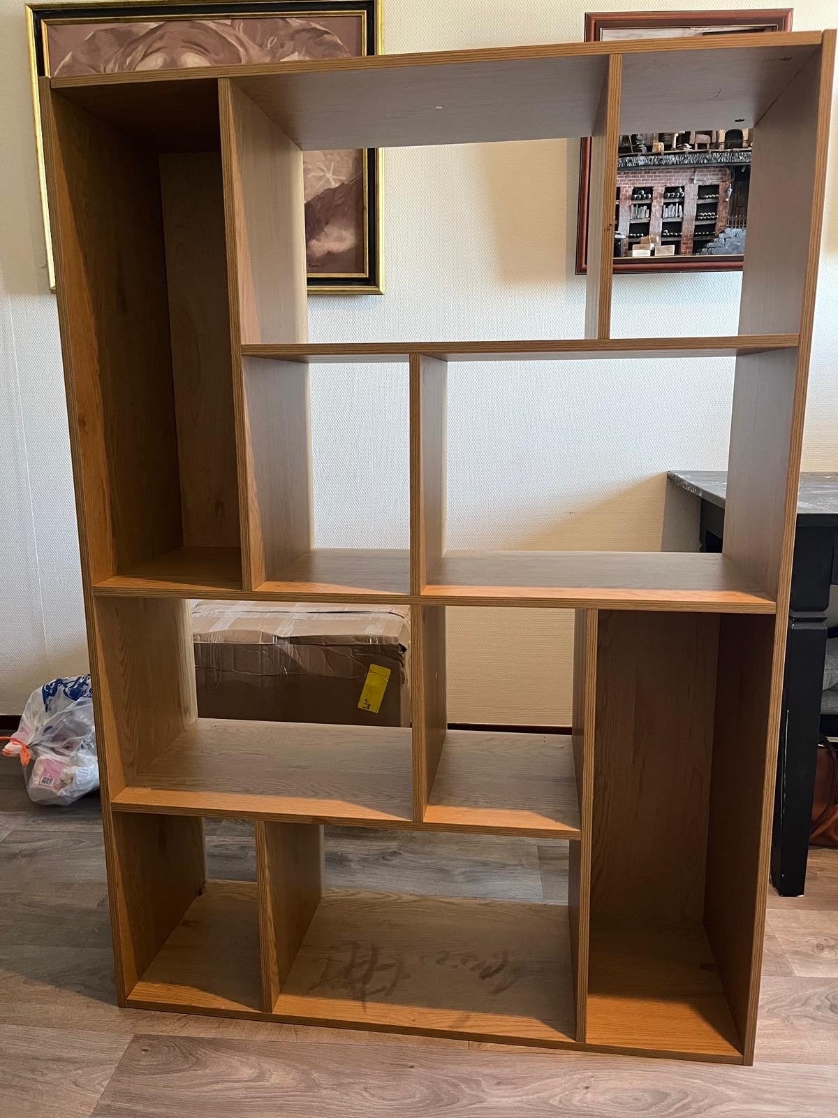 GADEHUSE Roomdivider Boekenkast Natuurlijk Eiken, Huis en Inrichting, Kasten | Boekenkasten, Ophalen, Met plank(en), 100 tot 150 cm