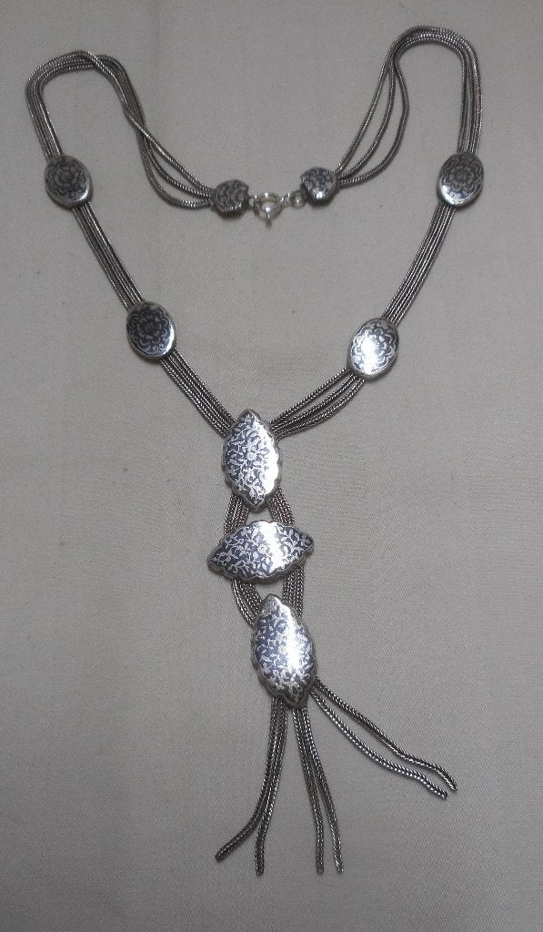 Zilveren antiek Ottomaans collier met niello nr.955, Sieraden, Tassen en Uiterlijk, Antieke sieraden, Verzenden, Zilver, Ketting