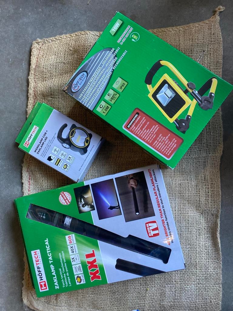 3x Hofftech Nieuw: Werklicht, Zaklamp & Oplaadbare LED Stra, Caravans en Kamperen, Zaklampen, Nieuw, Accu, Ophalen of Verzenden
