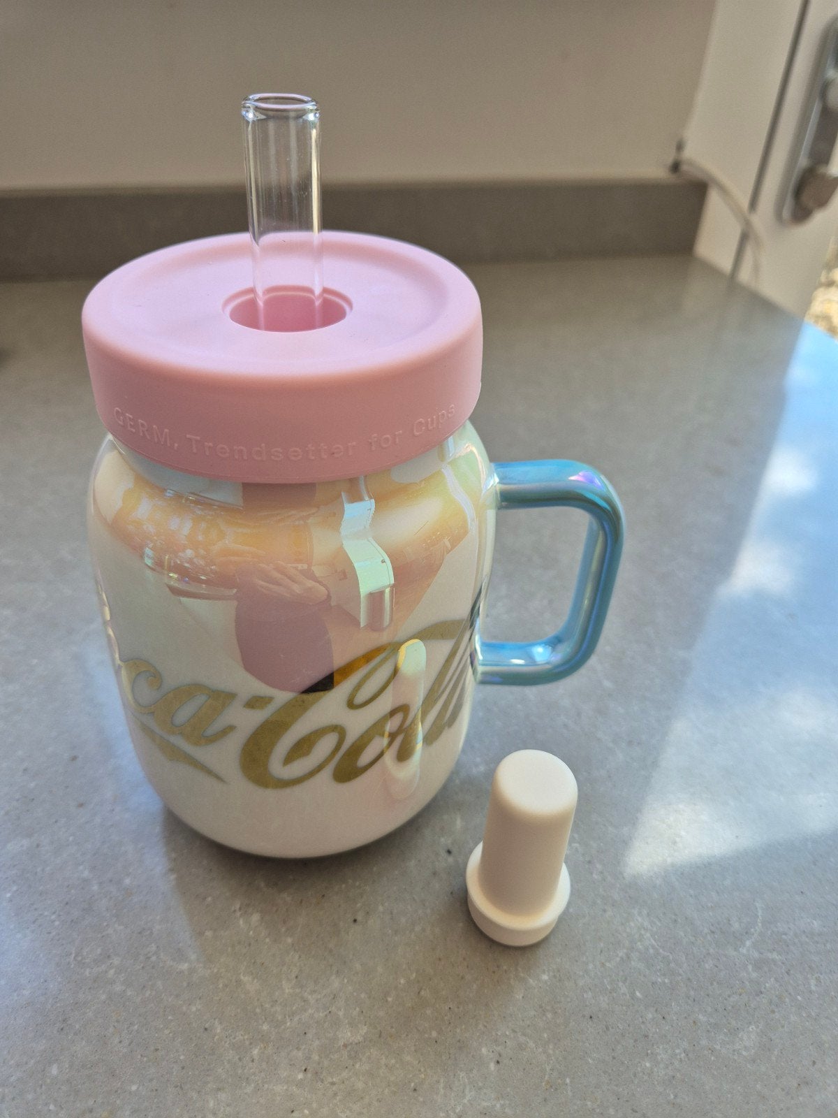 Coca-Cola Mason Jar met rietje en theezeefje -nooit gebruikt, Ophalen of Verzenden, Zo goed als nieuw, Meerkleurig, Overige merken