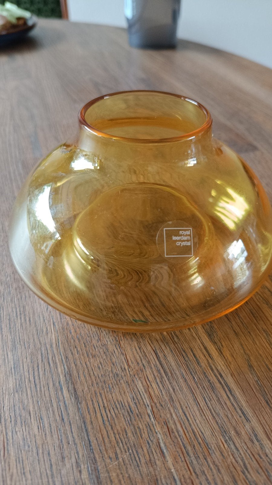 Royal Leerdam Crystal amberkleurige vaas, Ophalen of Verzenden