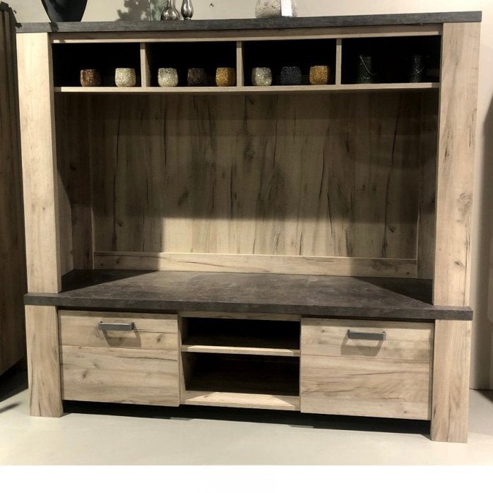 Tv wandmeubel kast Satriani light grey eiken 170 cm breed, Ophalen, Zo goed als nieuw, 50 tot 75 cm, 150 tot 200 cm