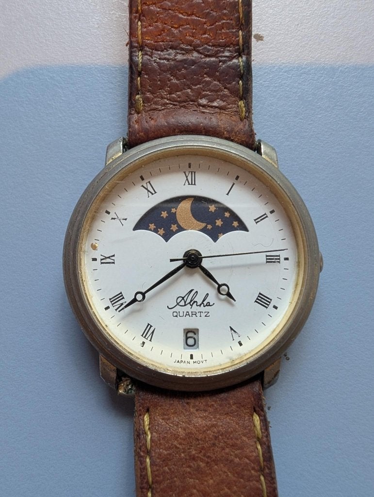 Alba (Seiko) moonphase horloge, Sieraden, Tassen en Uiterlijk, Ophalen of Verzenden, Staal, Seiko