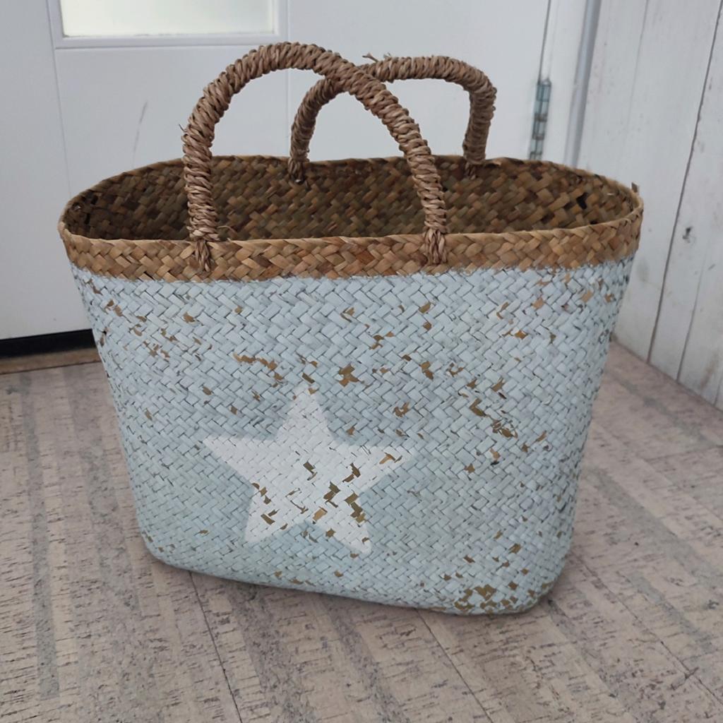 Vintage, boho rieten shopper / draagtas 20 x 35 x 35 cm, Ophalen of Verzenden