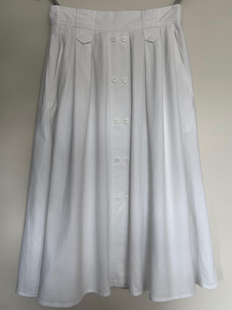 witte katoenen midi rok van Michèl Valérie, Kleding | Dames, Rokken, Gedragen, Maat 38/40 (M), Wit, Onder de knie, Ophalen of Verzenden